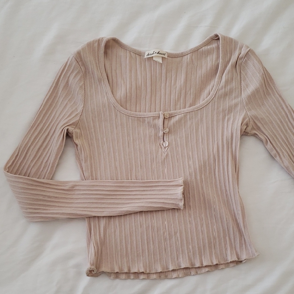 Derek Heart tan rib knit top